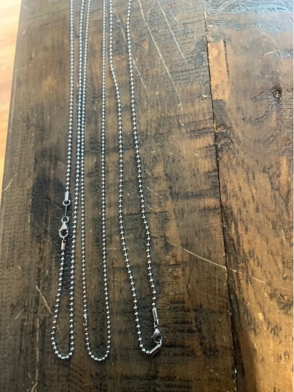 Set of 3 Classic 24-Inch Stainless Steel Ball Chain Necklaces - Unisex